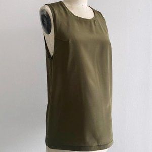 Hoi Bo Silk Singlet/Tank Top (Olive Branch)